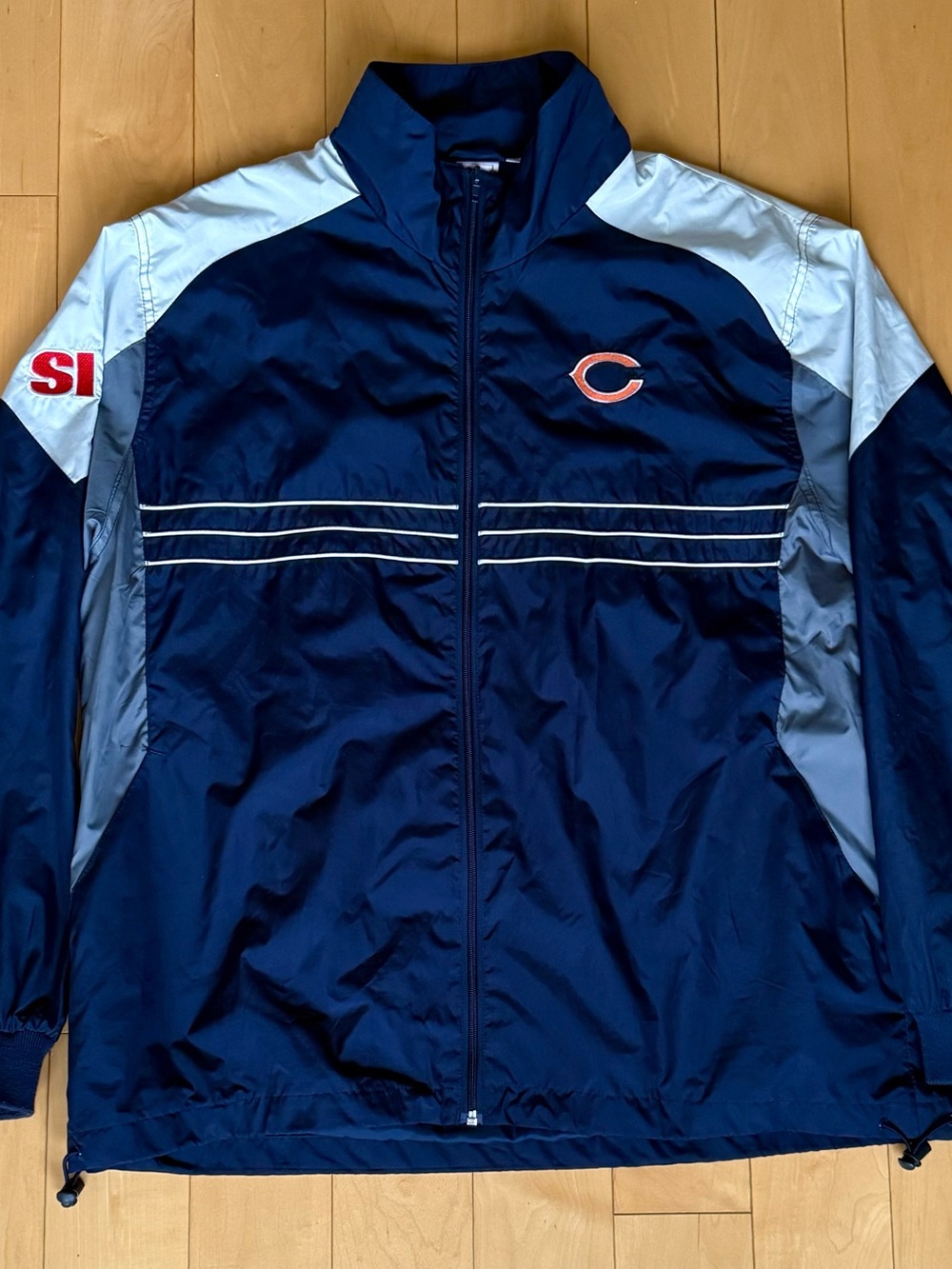 Vintage NFL Chicago Bears Navy and Light Gray Windbreaker Jacket